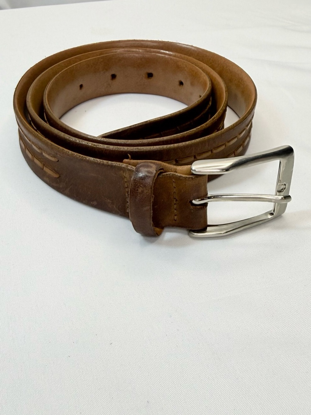 Sz 38 Tommy Bahama Men’s Brown Leather Belt w/Accent Stitch *SEE PICS & DESCRIP*